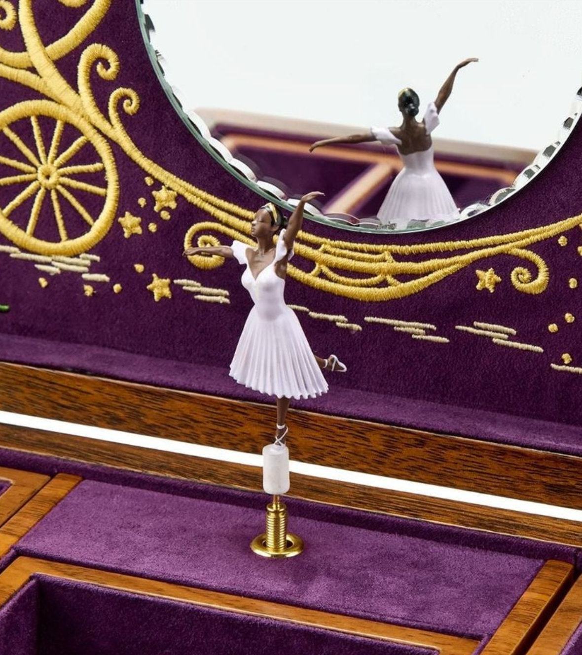 WOLF Ballet Musical Jewellery Box - Cinderella Walnut Wood